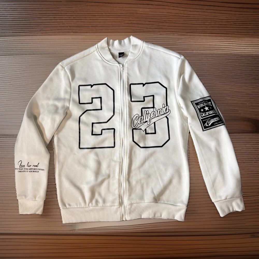 MANFINITY Sz S California 23 Graphic Zip Up Sweatshirt Varsity Streetwear Skater